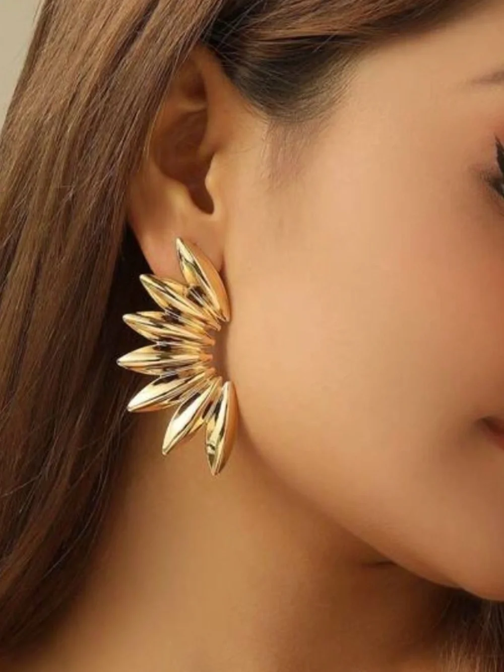 Gold Sunburst Statement Earrings - Women's Jewelry